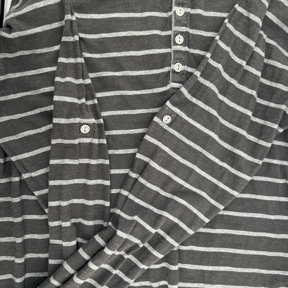 BKE Slim Fit Men‎ Striped Long Sleeve Hoodie Henley Shirt Size L